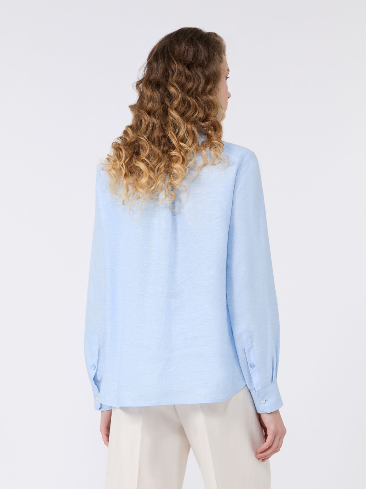 Hemdbluse aus Leinencanvas - HIMMELBLAU - Max Mara - 3