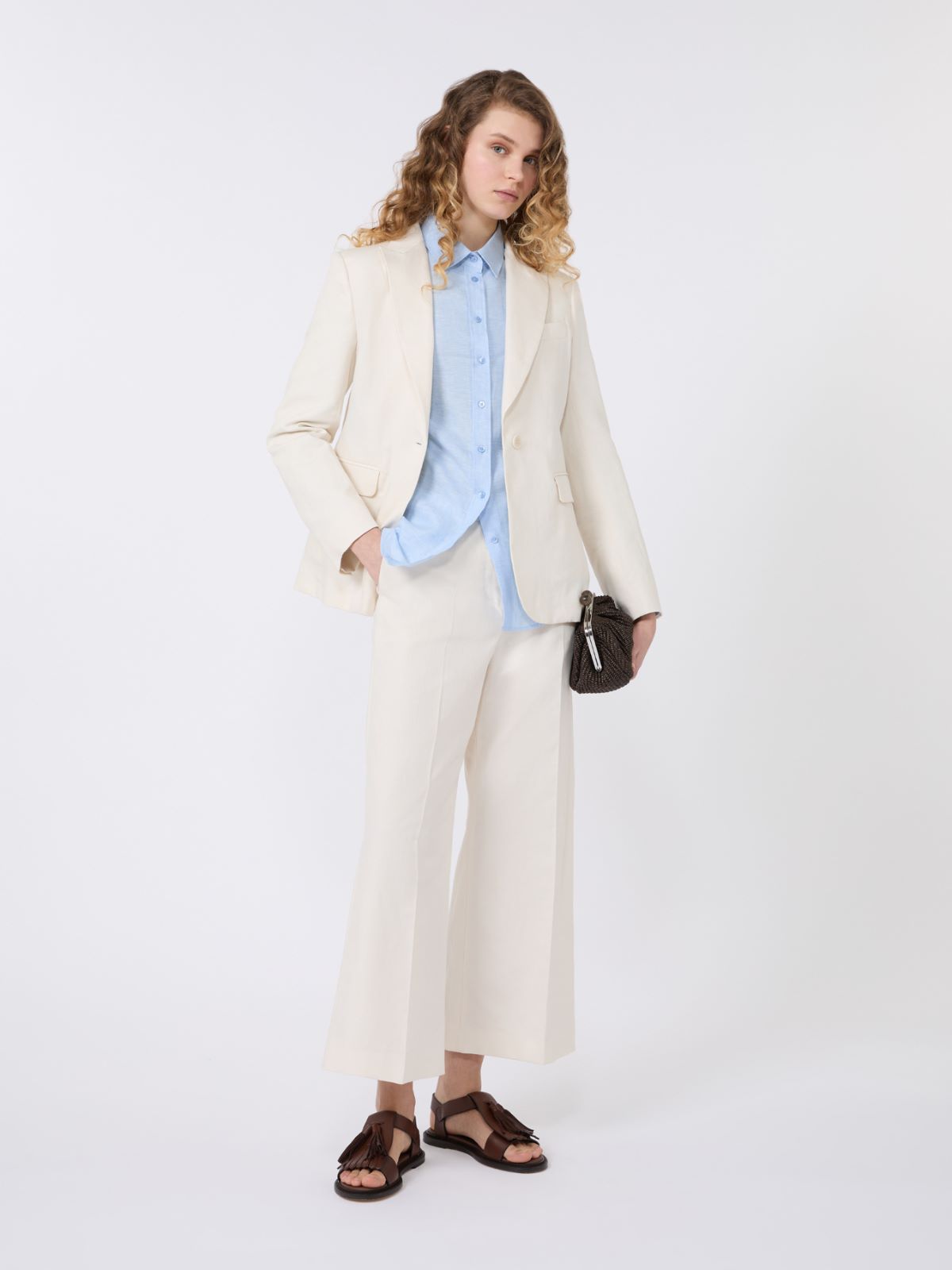 Hemdbluse aus Leinencanvas - HIMMELBLAU - Max Mara