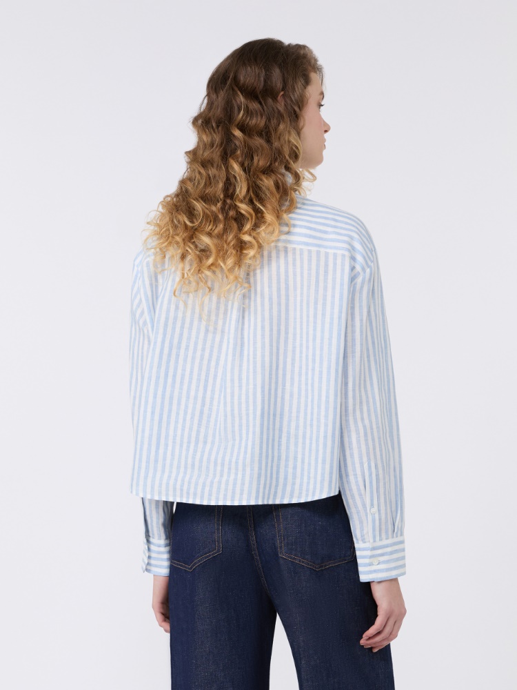 Linen canvas boxy shirt - LIGHT BLUE - Max Mara - 3