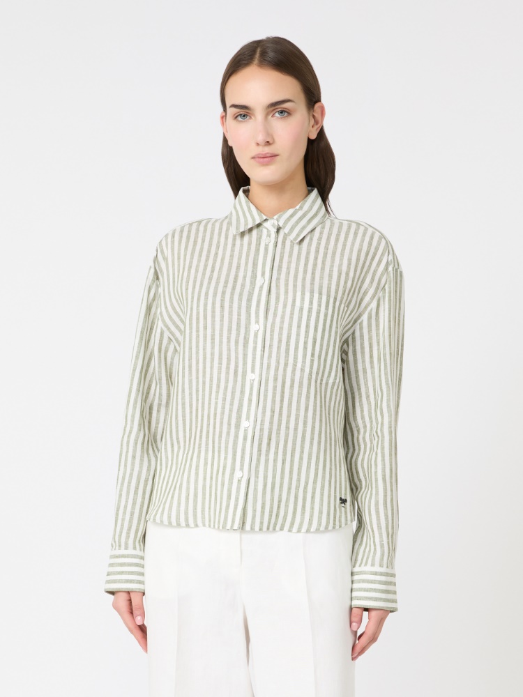 Linen canvas boxy shirt - KAKI - Max Mara - 2