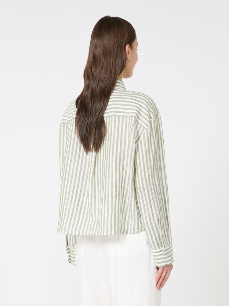 Linen canvas boxy shirt - KAKI - Max Mara - 3