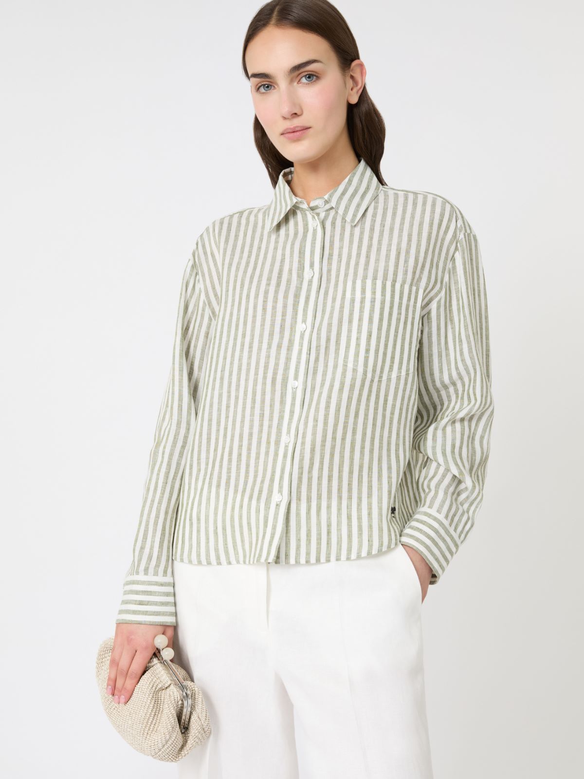 Linen canvas boxy shirt - KAKI - Max Mara - 4
