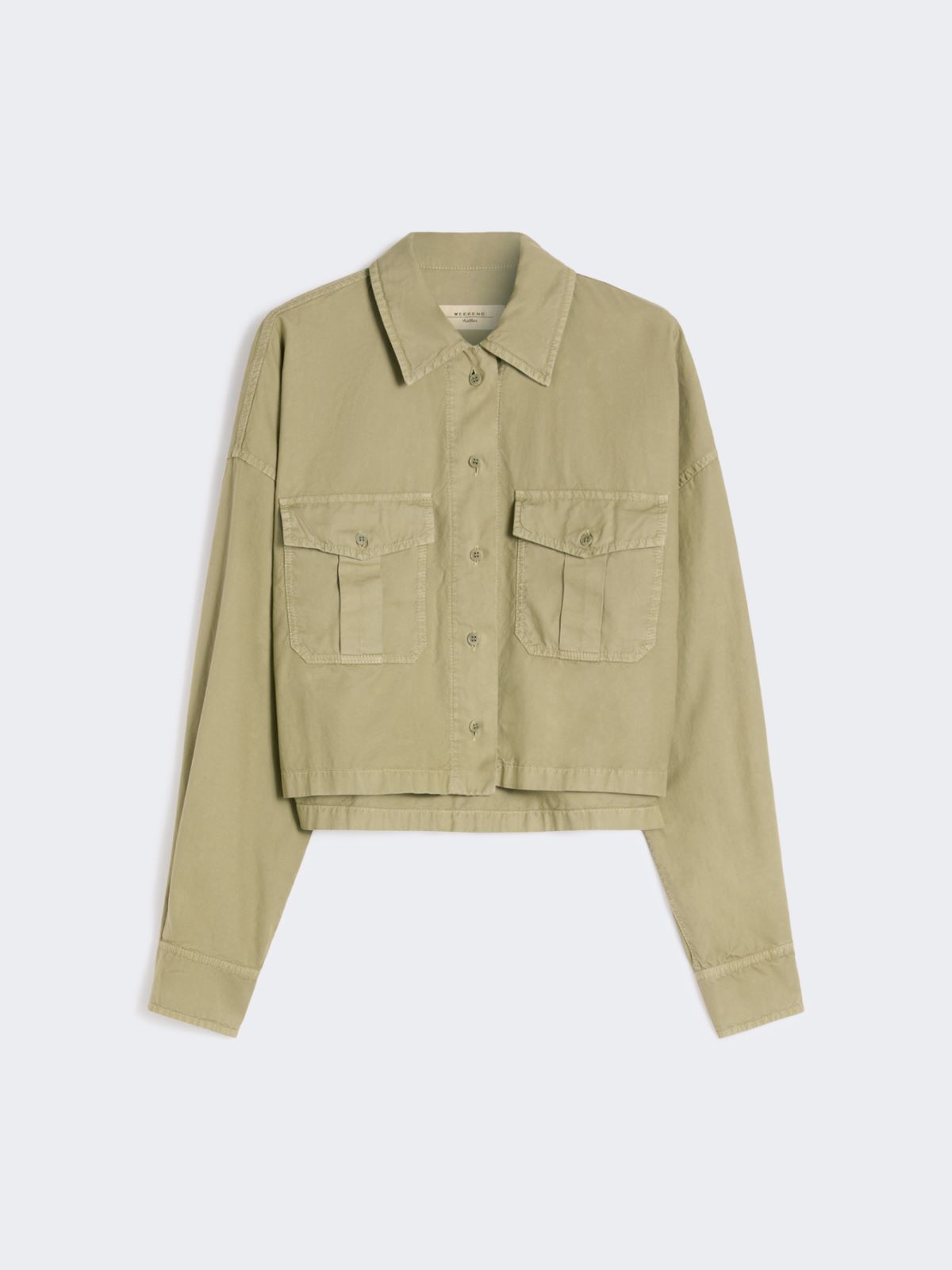 Boxy cotton Panama shirt - OLIVE GREEN - Max Mara - 5