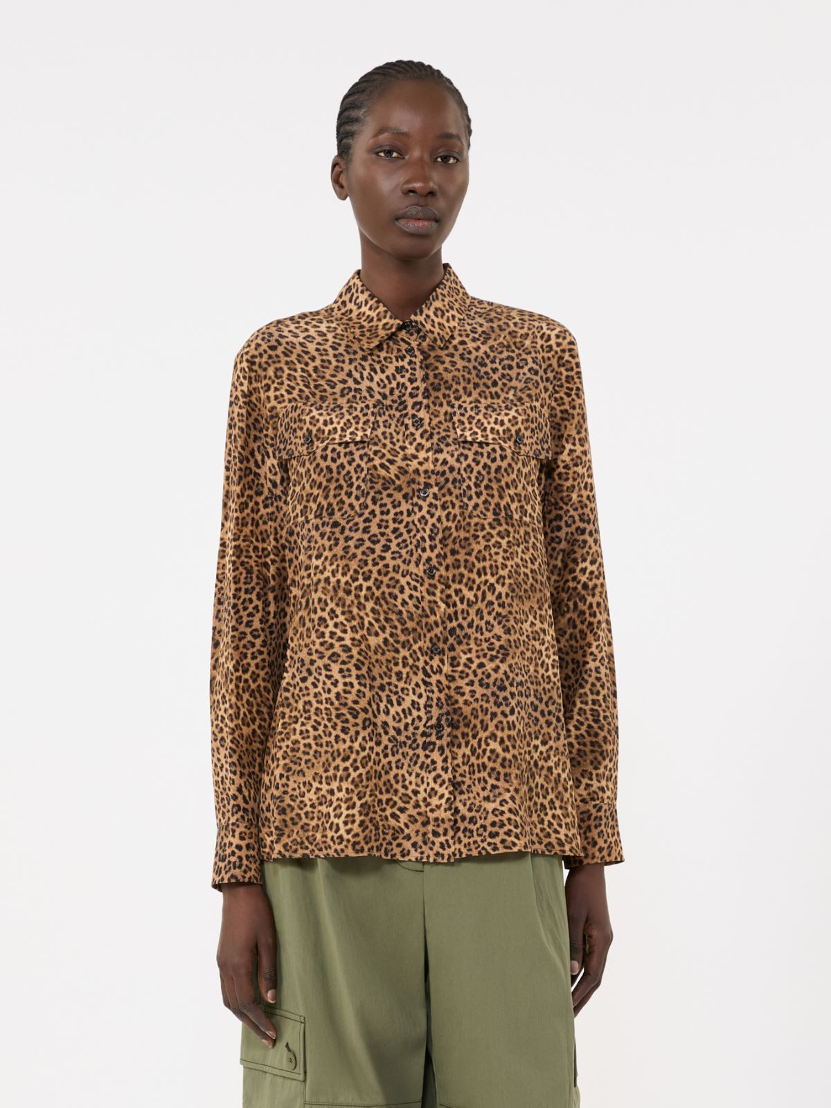 Printed silk pocket shirt - CAMEL - Max Mara - 5