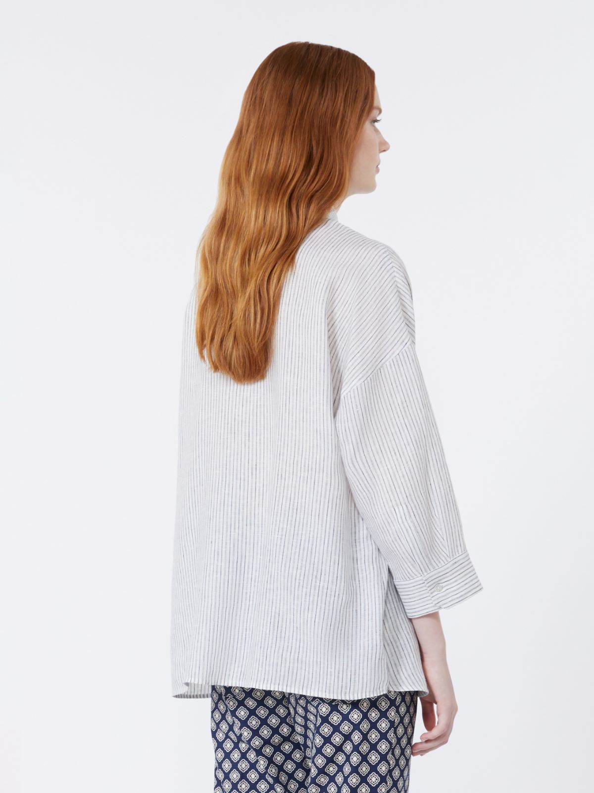 Striped linen canvas shirt - NAVY - Max Mara - 3