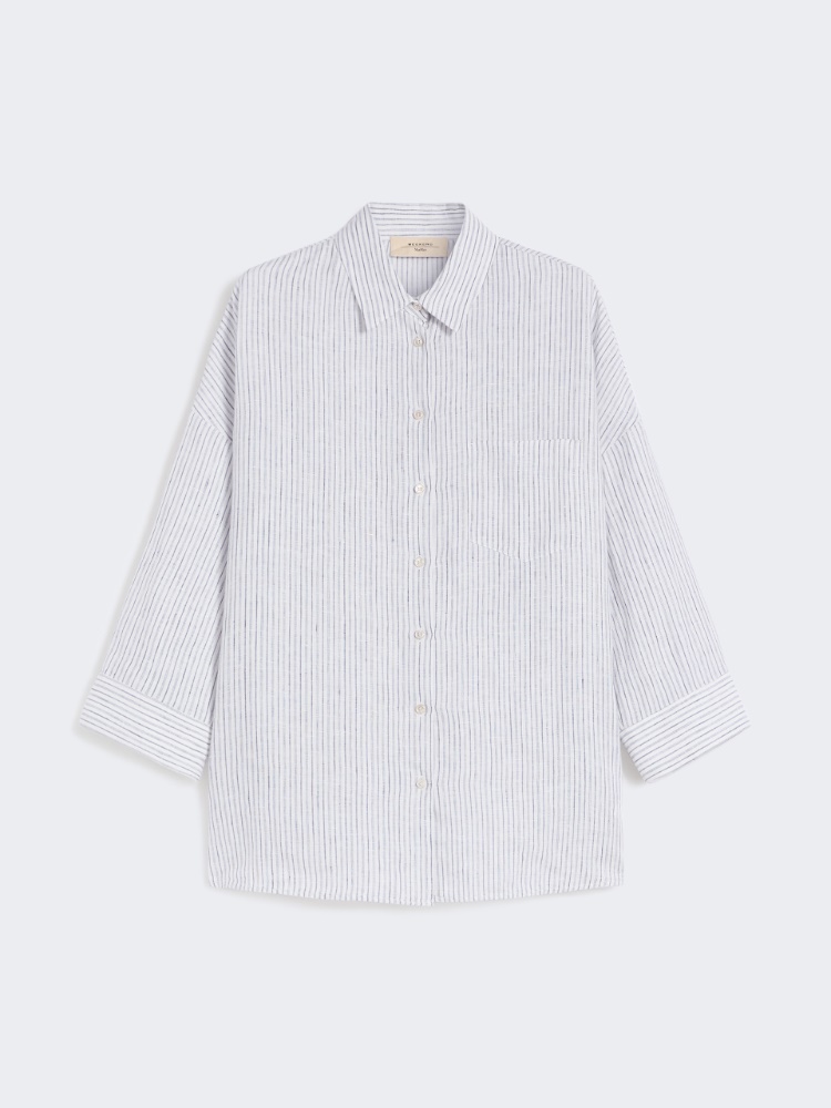 Striped linen canvas shirt - NAVY - Max Mara - 5
