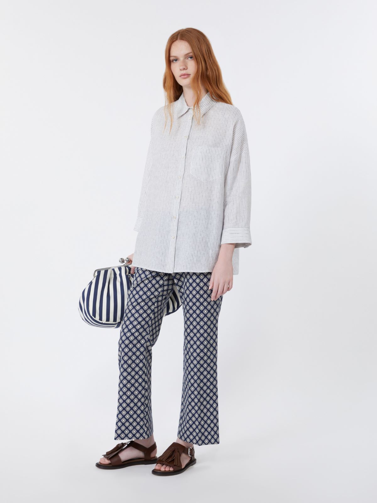 Striped linen canvas shirt - NAVY - Max Mara