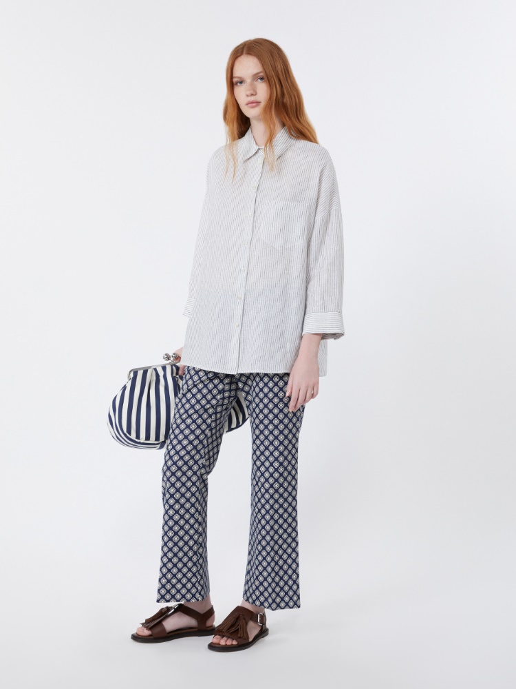 Striped linen canvas shirt - NAVY - Max Mara - 1