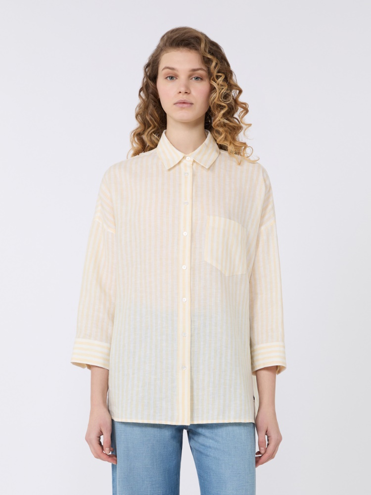 Striped linen canvas shirt - LIGHT YELLOW - Max Mara - 2