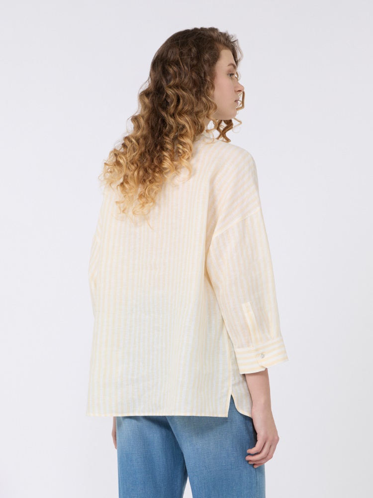 Striped linen canvas shirt - LIGHT YELLOW - Max Mara - 3