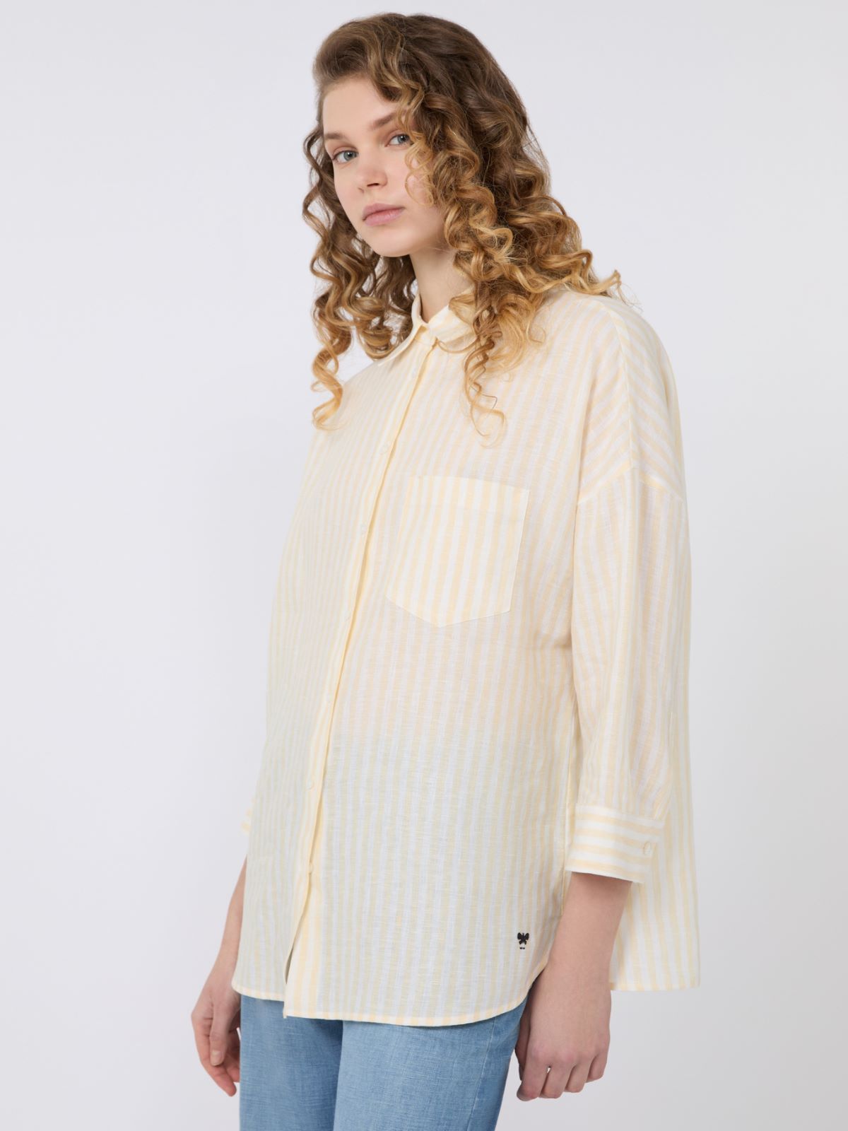 Striped linen canvas shirt - LIGHT YELLOW - Max Mara - 4