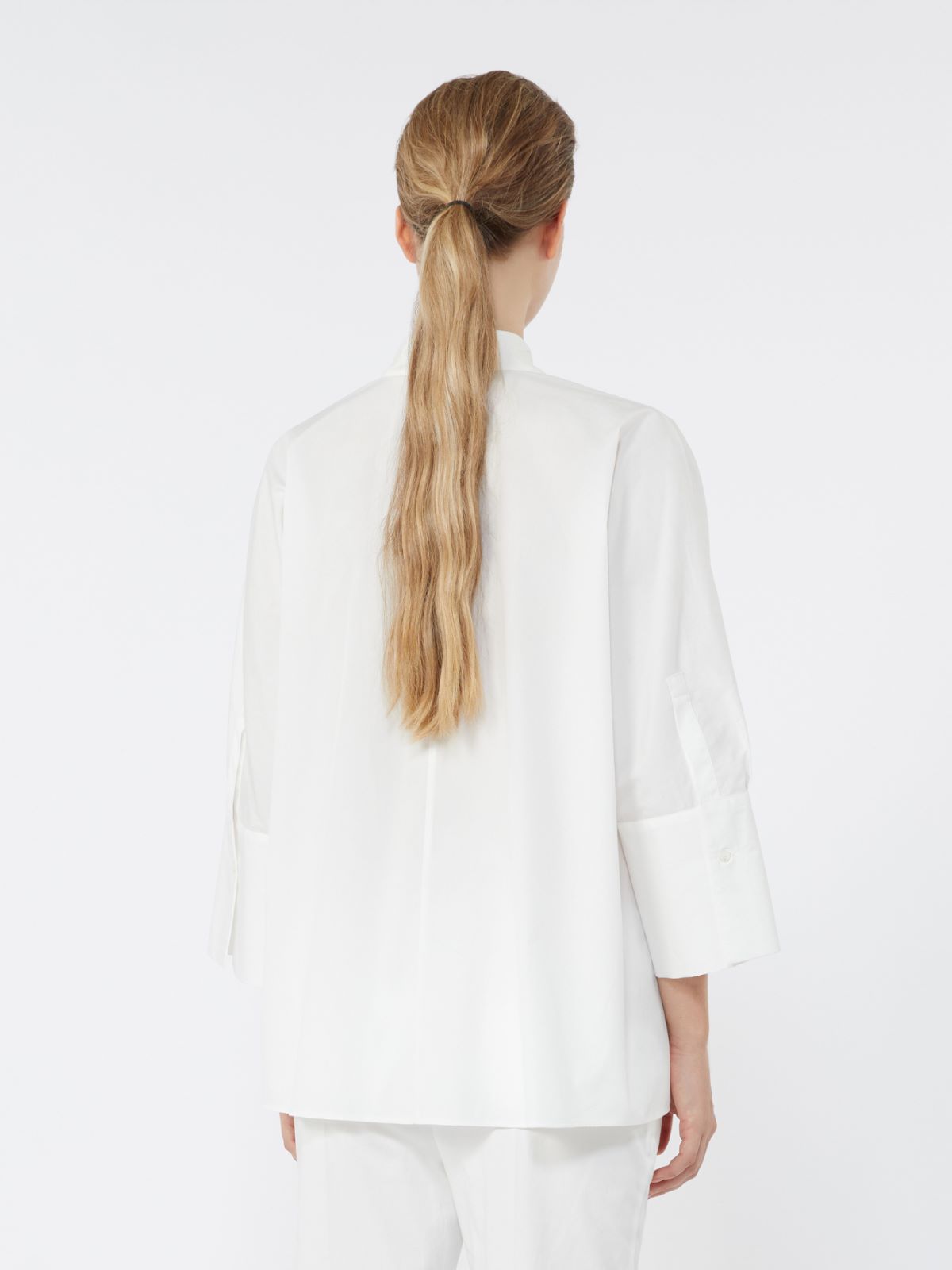 Cotton poplin oversize shirt - WHITE - Max Mara - 3