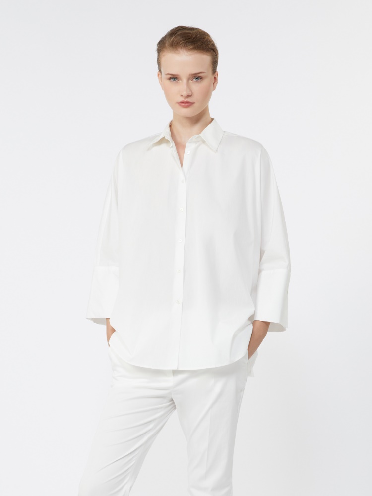Cotton poplin oversize shirt - WHITE - Max Mara - 4