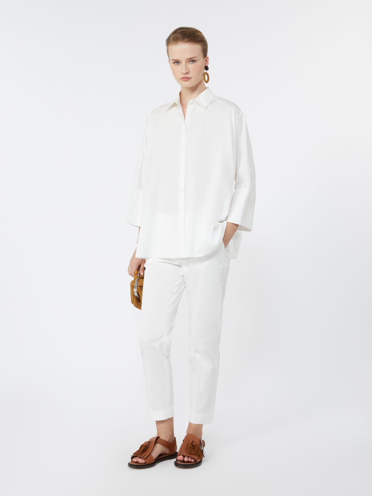 Chemise surdimensionnée en popeline de coton + BLANC - Max Mara