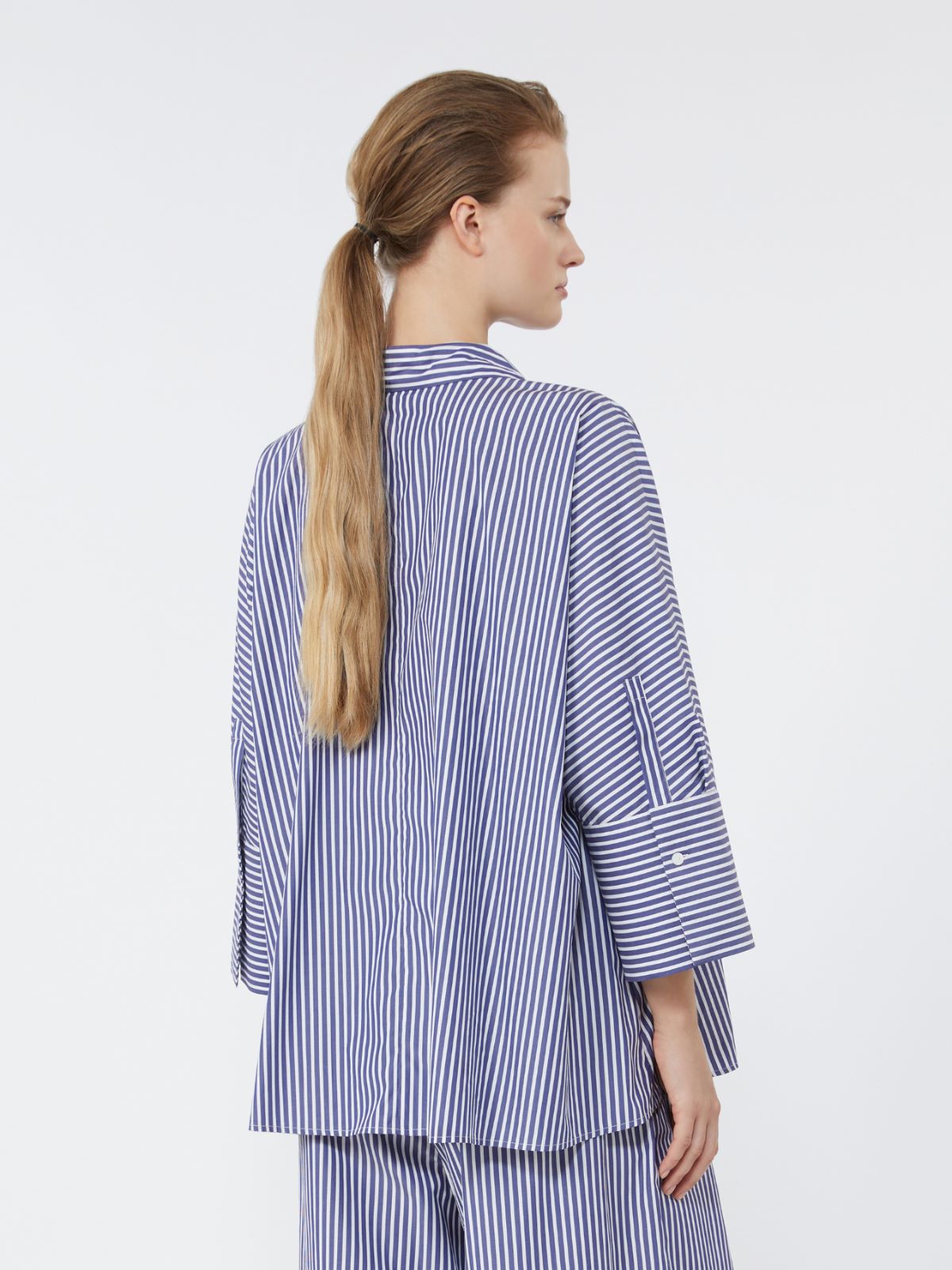 Cotton poplin oversize shirt - NAVY - Max Mara - 5