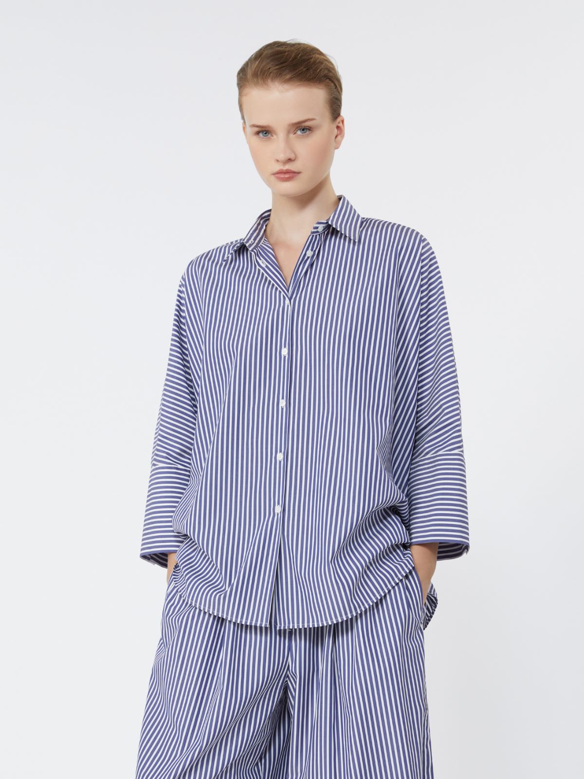 Cotton poplin oversize shirt - NAVY - Max Mara - 5