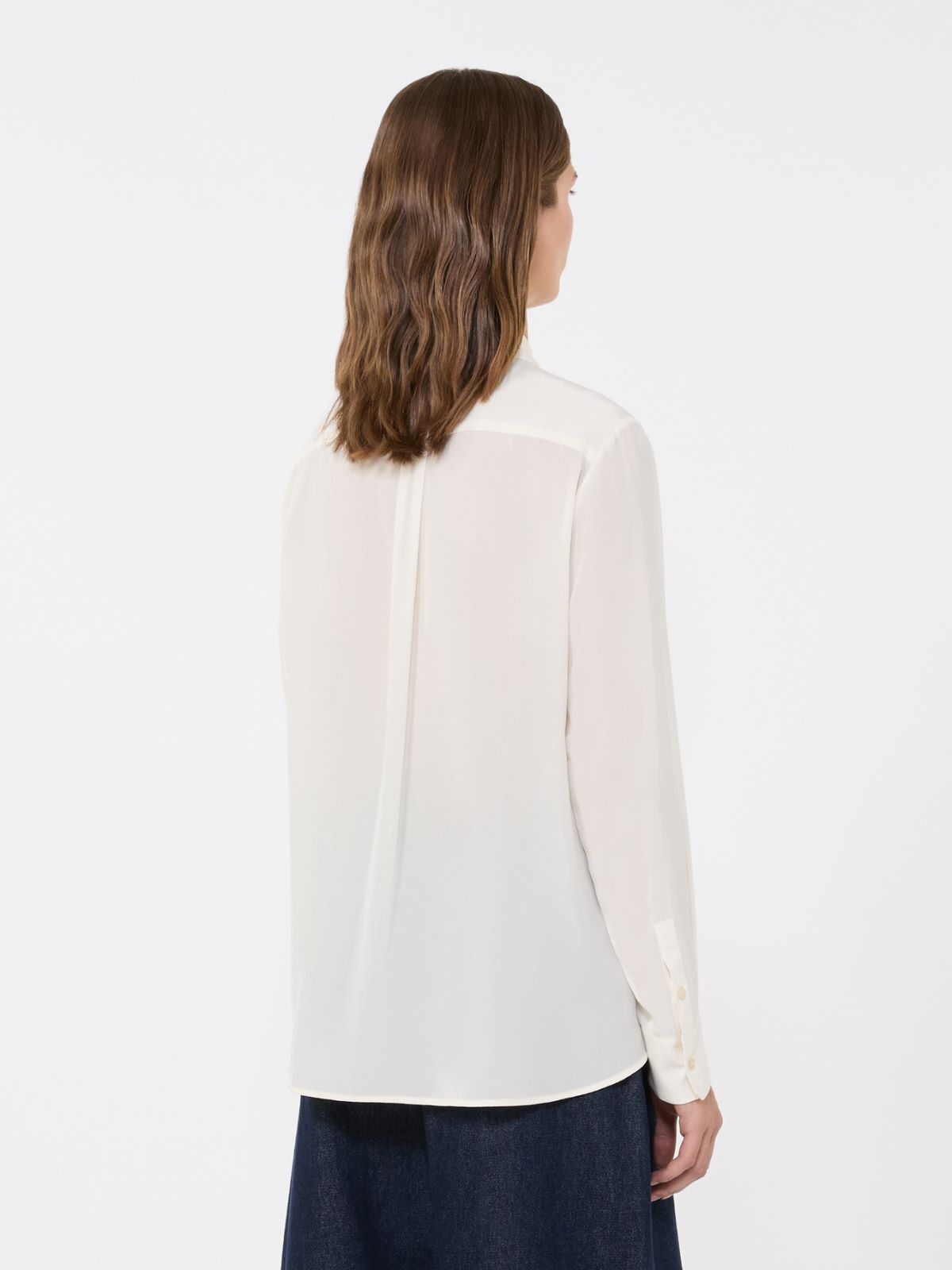 Silk crepe de chine shirt - IVORY - Max Mara - 5