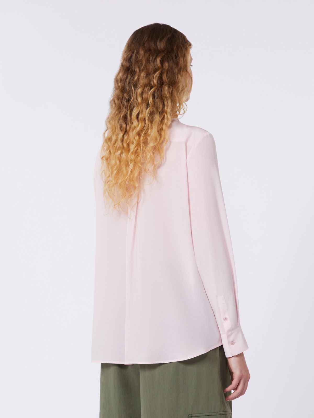 Silk crepe de chine shirt - PINK - Max Mara - 5