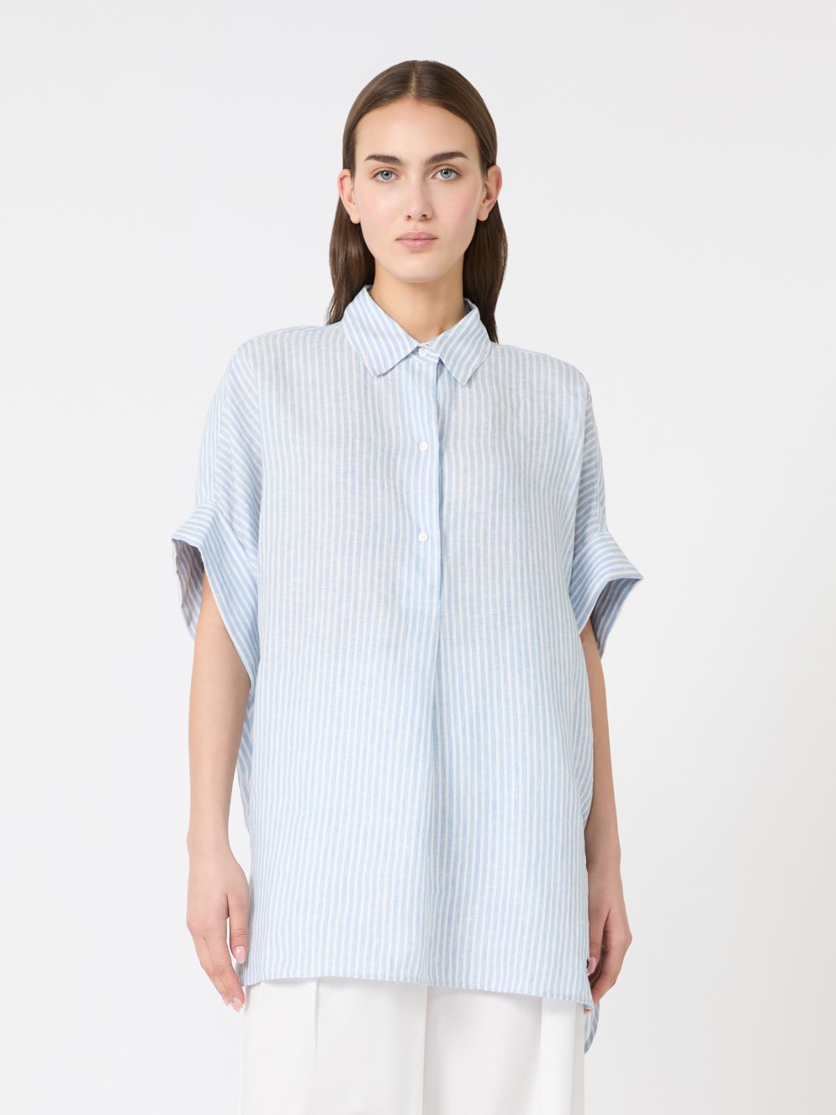 Printed linen canvas shirt - LIGHT BLUE - Max Mara - 2