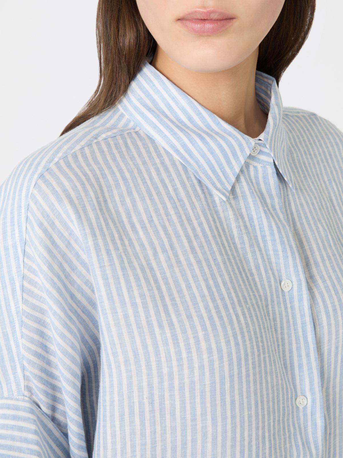 Printed linen canvas shirt - LIGHT BLUE - Max Mara - 5
