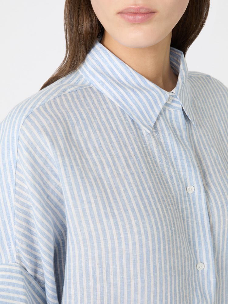 Printed linen canvas shirt - LIGHT BLUE - Max Mara - 5