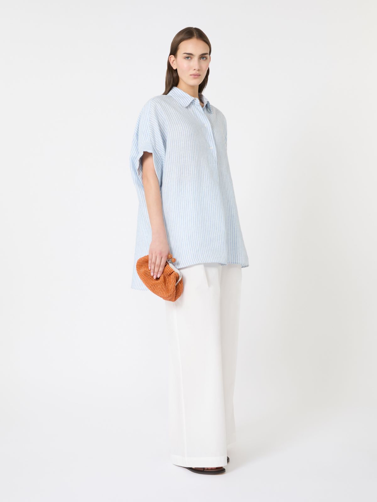 Printed linen canvas shirt - LIGHT BLUE - Max Mara
