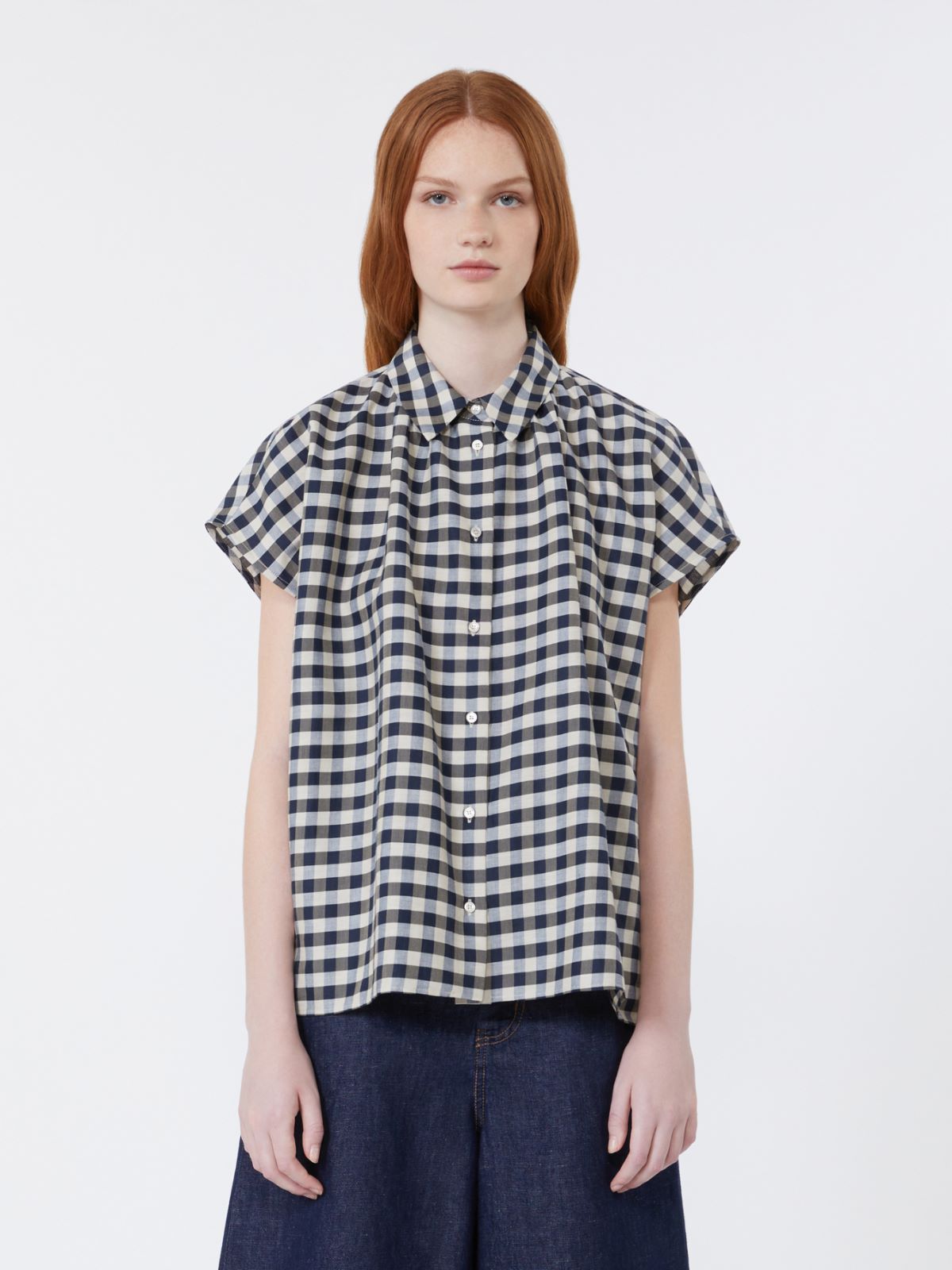 Cotton and ramie batavia shirt - NAVY - Max Mara - 6