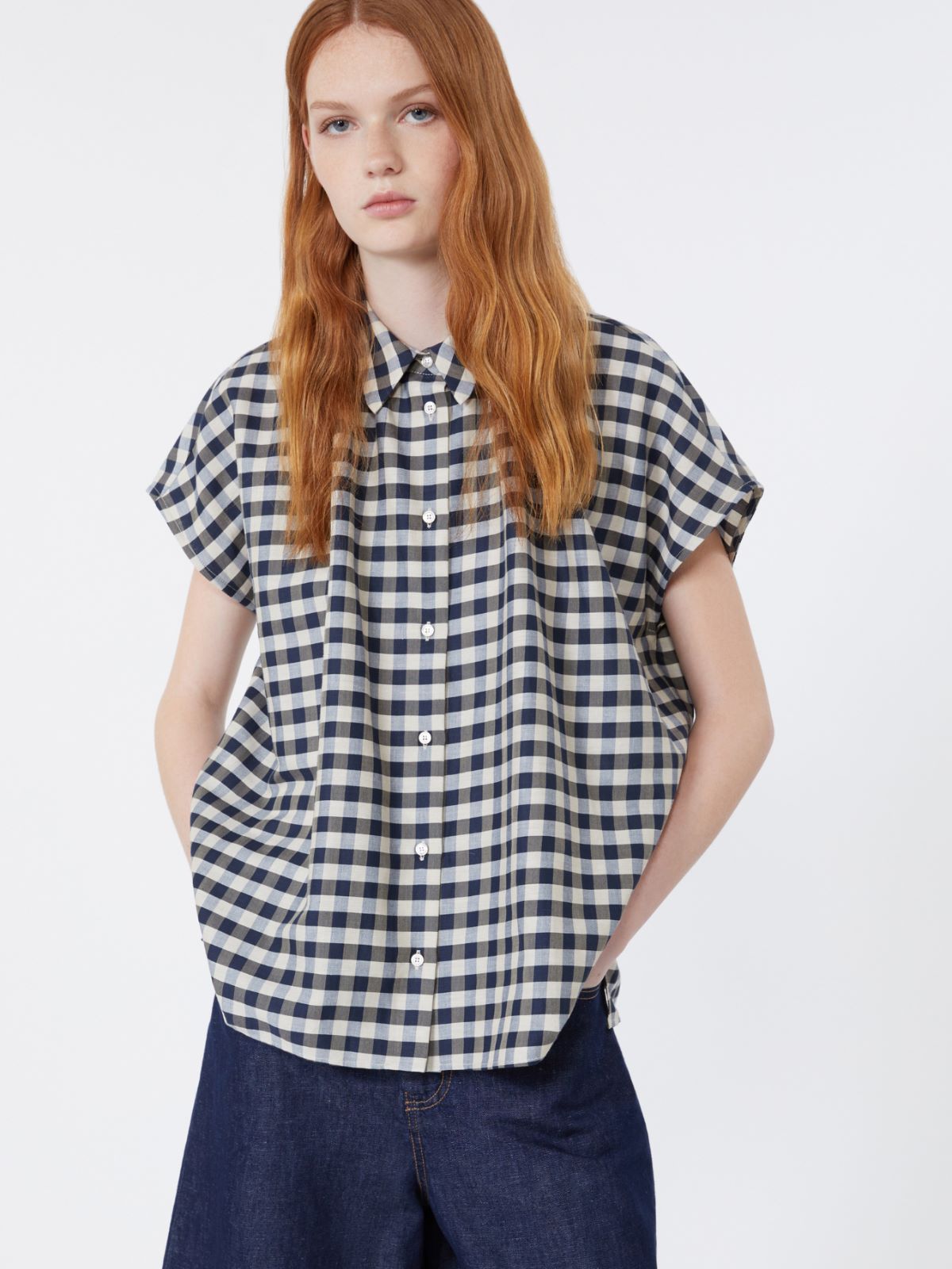 Cotton and ramie batavia shirt - NAVY - Max Mara - 6