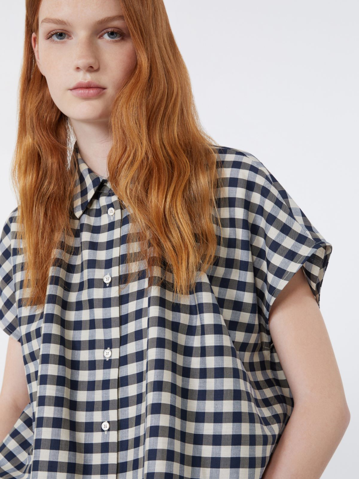 Cotton and ramie batavia shirt - NAVY - Max Mara - 6