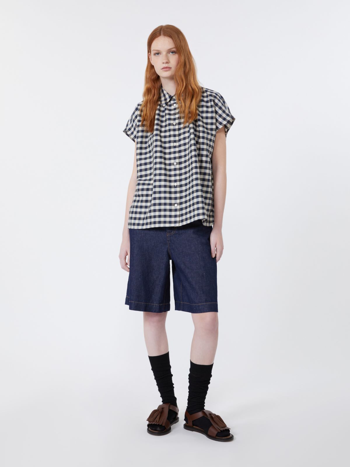 Cotton and ramie batavia shirt - NAVY - Max Mara - 6