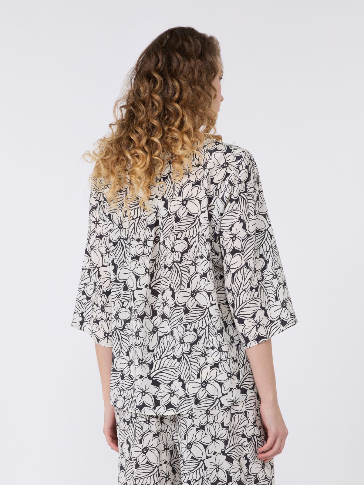 Printed silk crêpe de Chine blouse - BLACK - Max Mara - 3