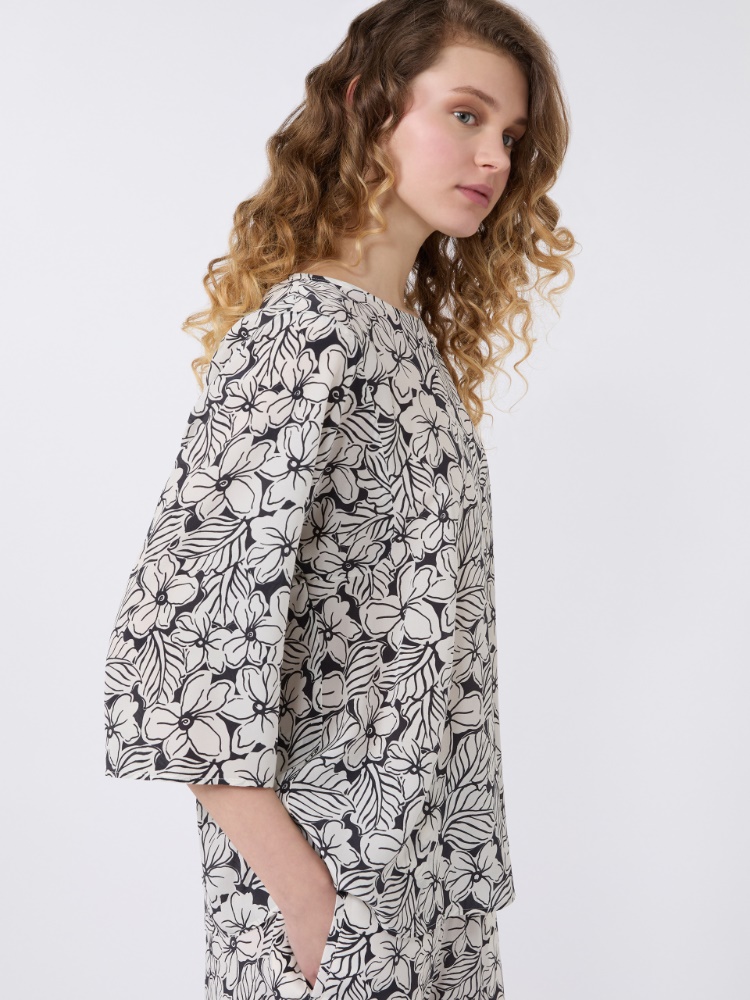 Printed silk crêpe de Chine blouse - BLACK - Max Mara - 4