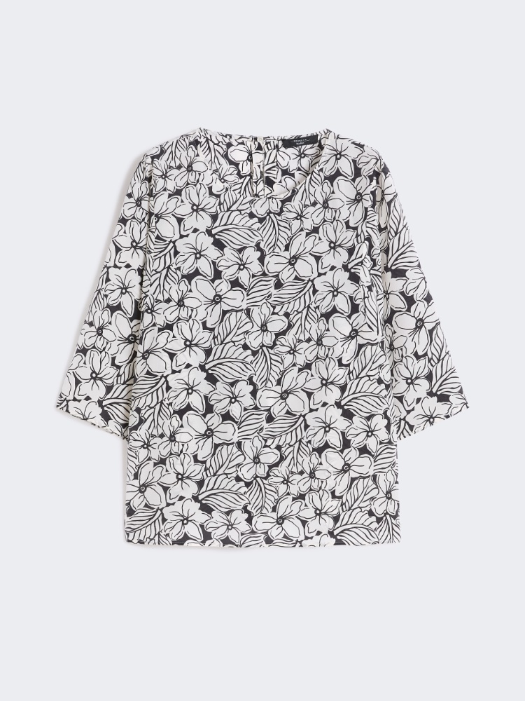Printed silk crêpe de Chine blouse - BLACK - Max Mara - 5