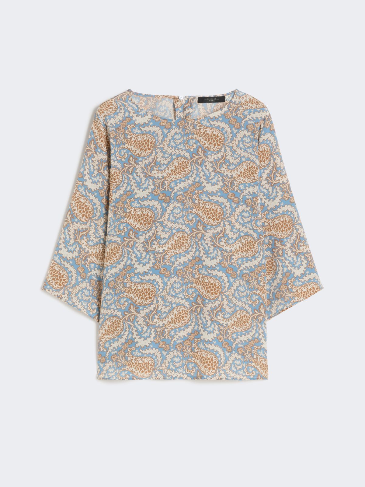 Printed silk crêpe de Chine blouse - LIGHT BLUE - Max Mara - 5