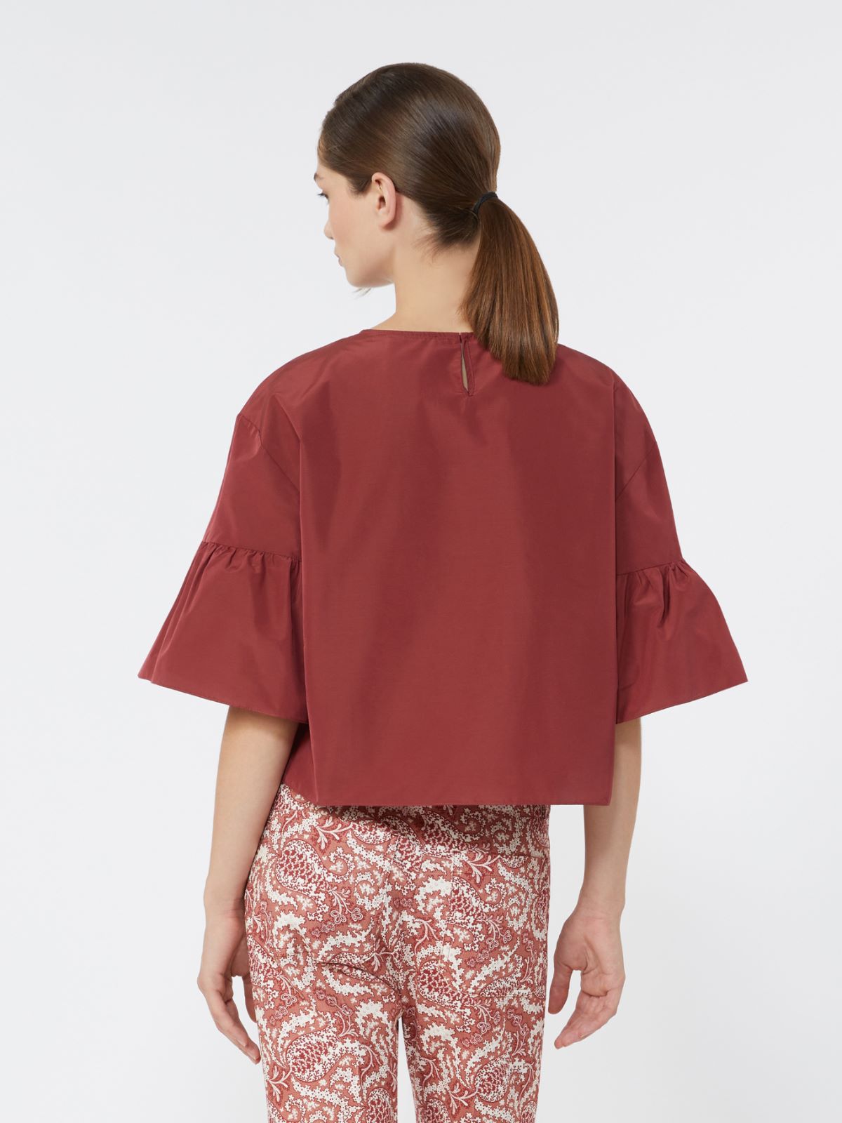 Blusa cropped de tafetán de algodón - CEREZA - Max Mara - 5