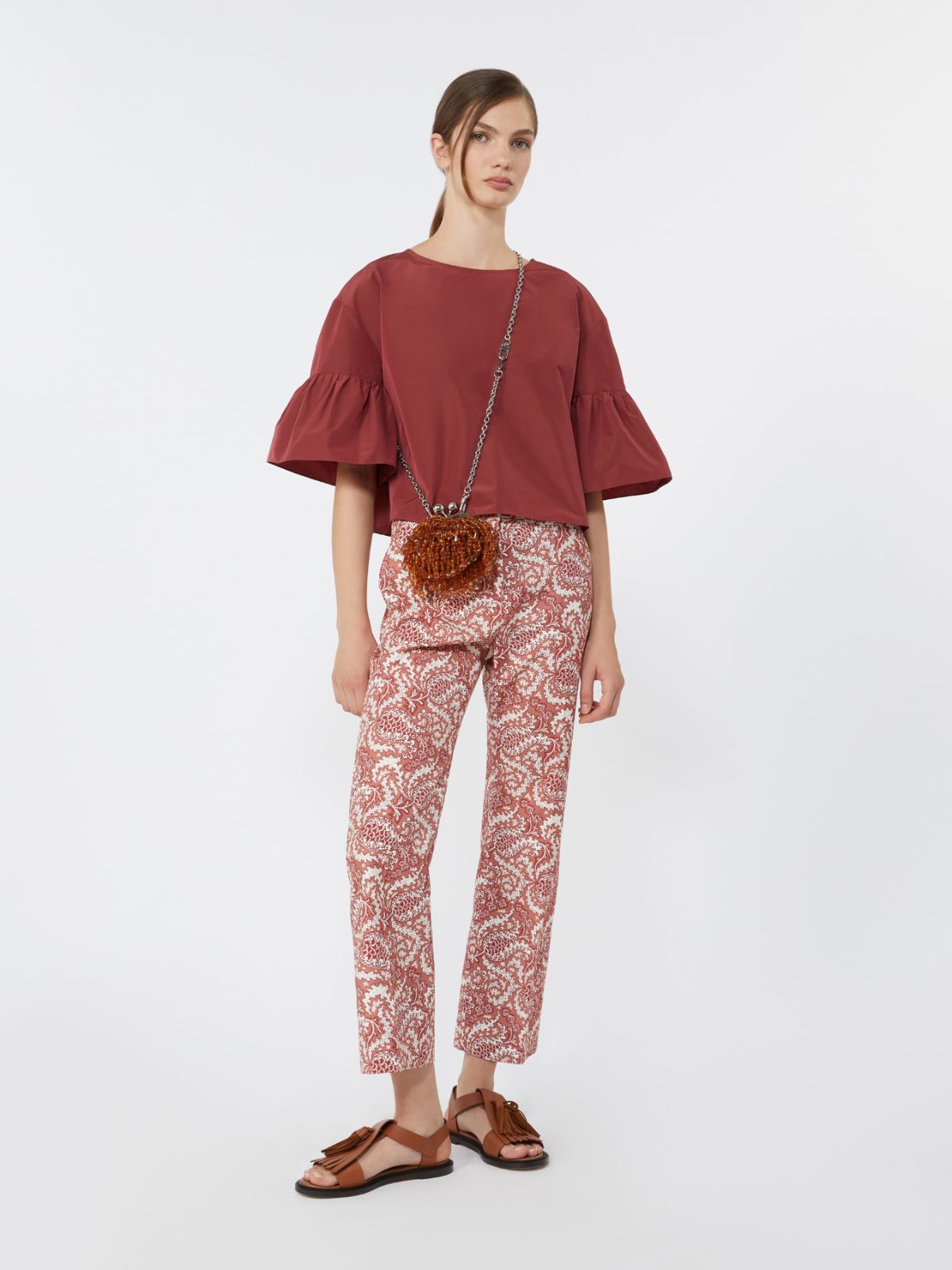 Cotton taffeta cropped blouse - CHERRY - Max Mara