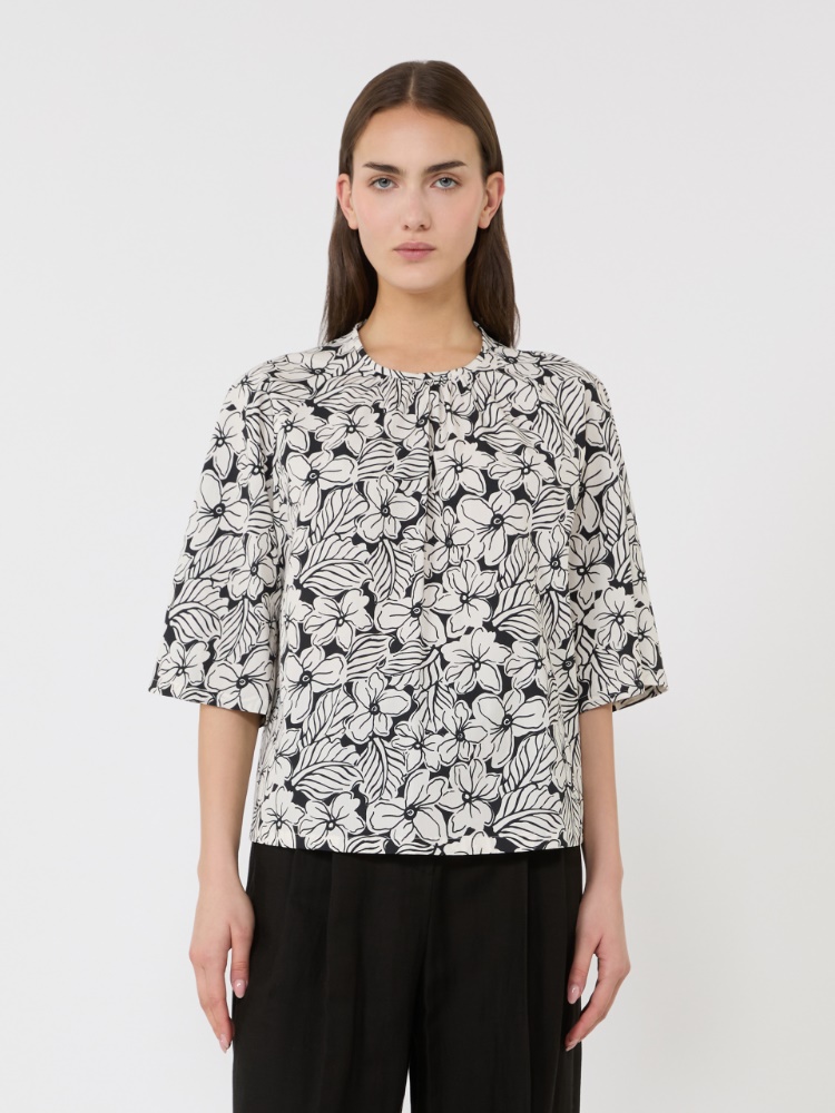 Printed cotton poplin blouse - BLACK - Max Mara - 2