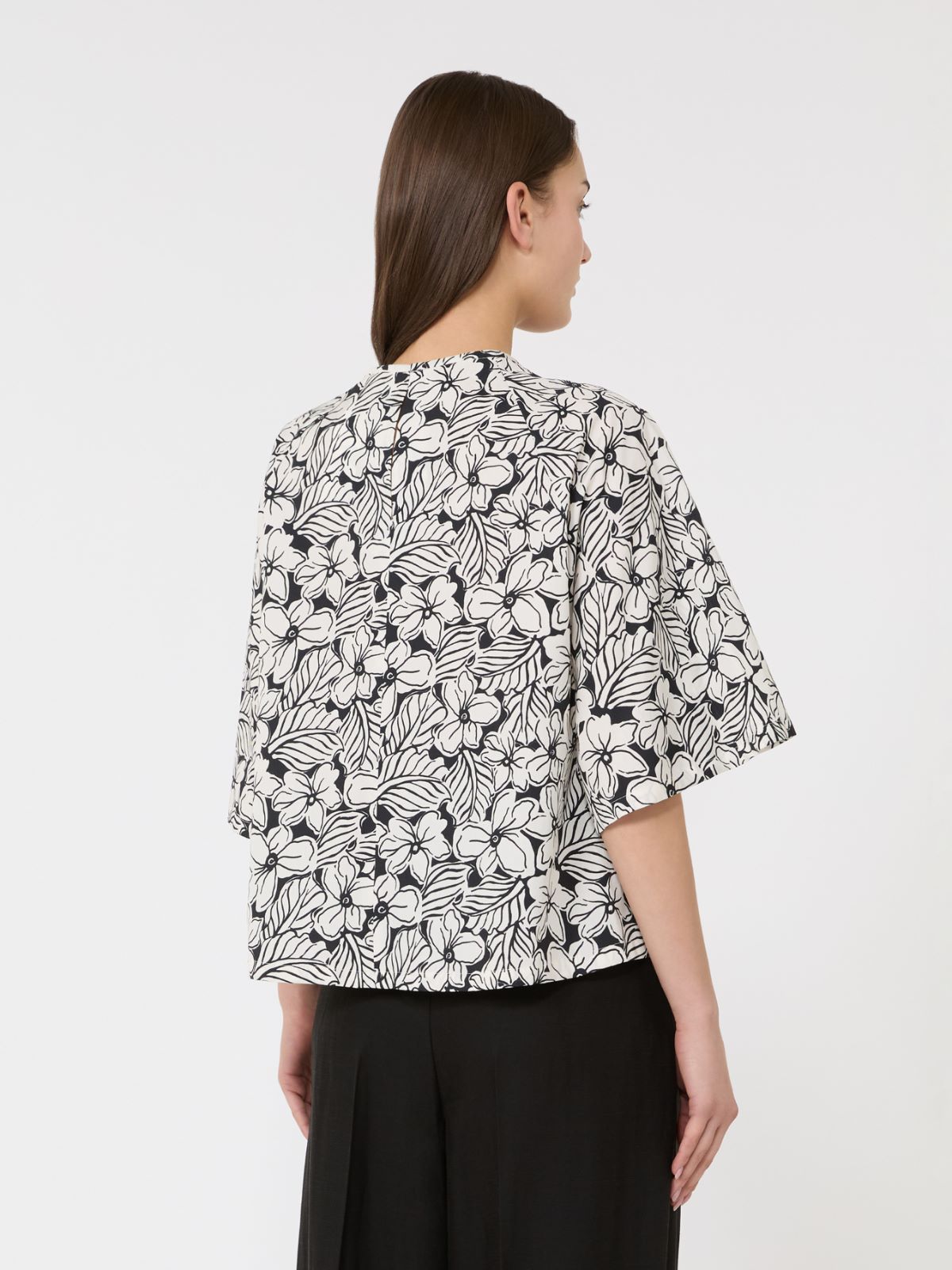 Printed cotton poplin blouse - BLACK - Max Mara - 3