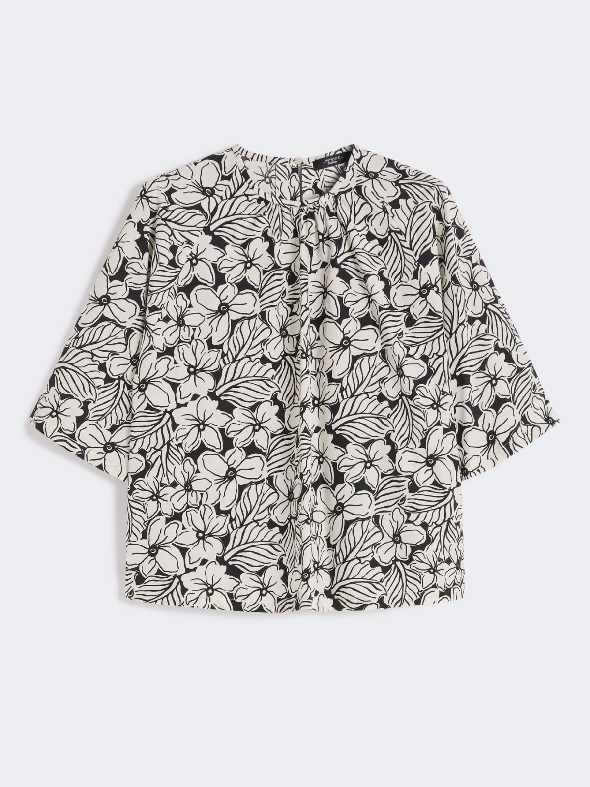 Printed cotton poplin blouse - BLACK - Max Mara - 5