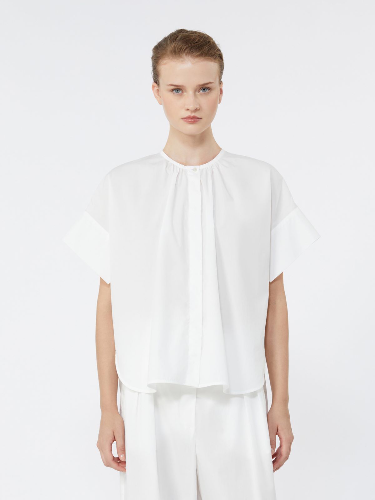 Cotton poplin crew-neck shirt - WHITE - Max Mara - 2