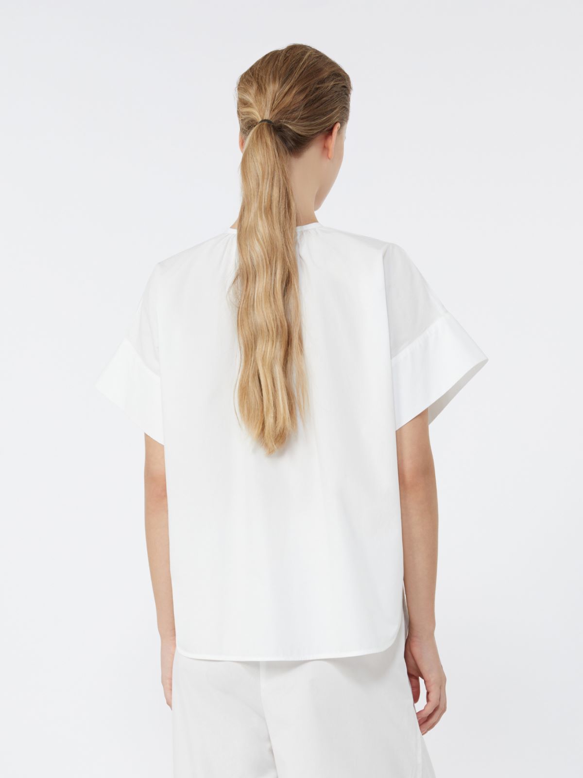 Cotton poplin crew-neck shirt - WHITE - Max Mara - 3