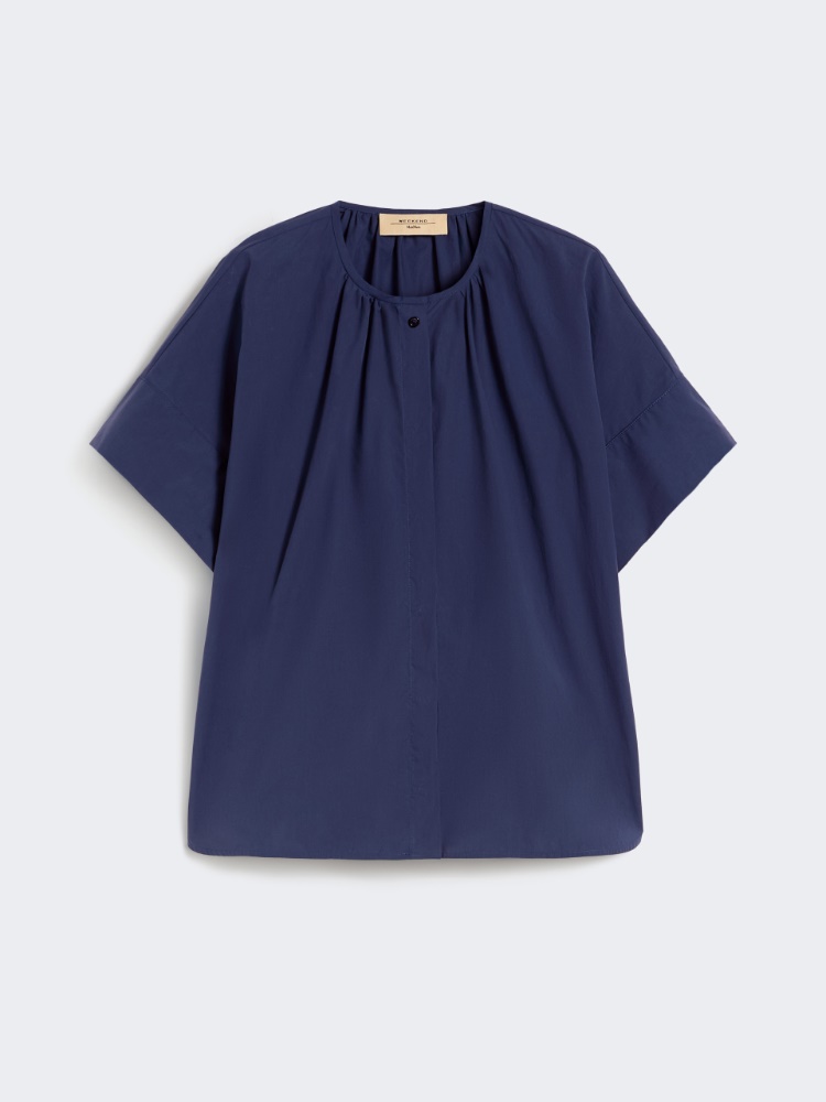 Cotton poplin crew-neck shirt - NAVY - Max Mara