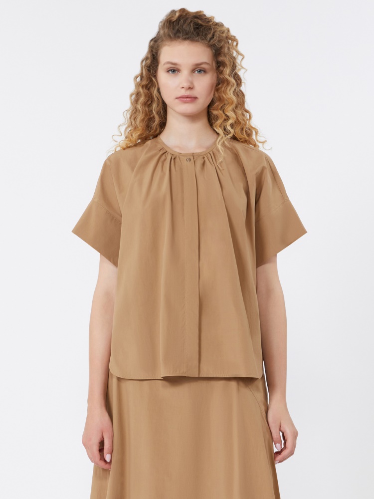 Cotton poplin crew-neck shirt - TOBACCO - Max Mara - 2