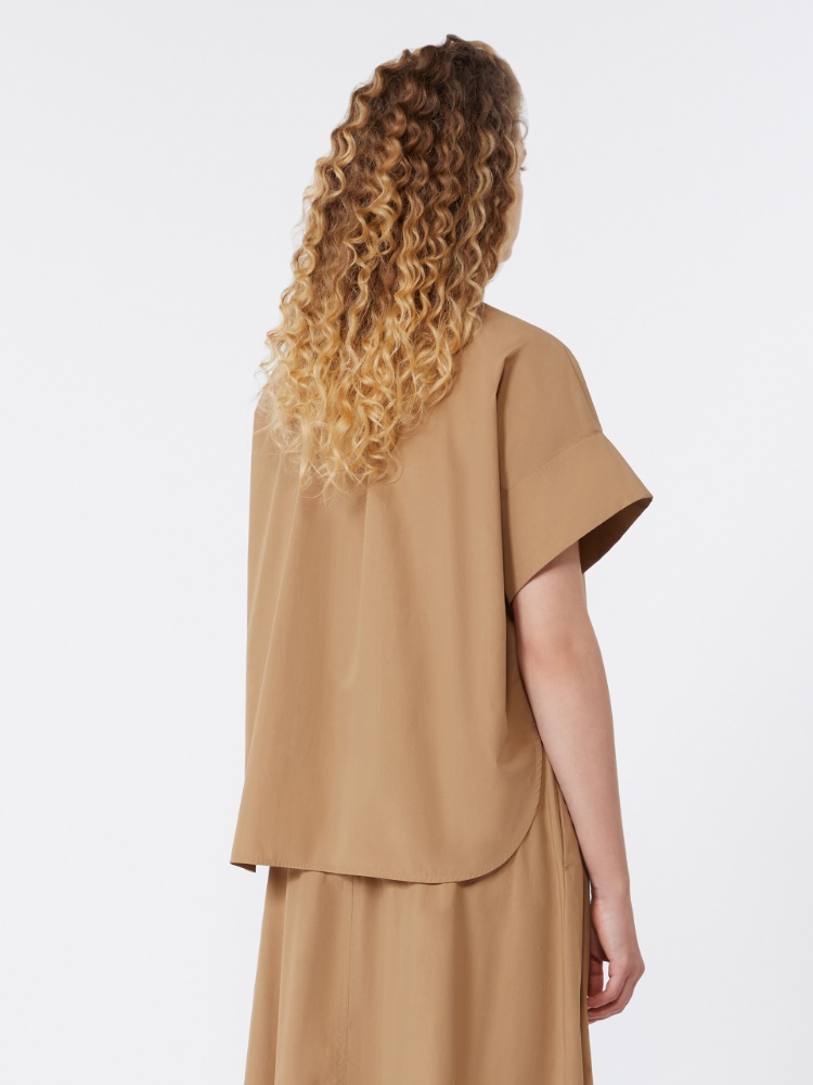 Cotton poplin crew-neck shirt - TOBACCO - Max Mara - 3