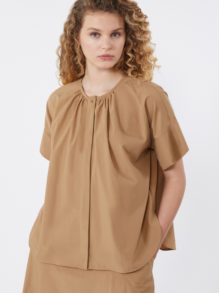 Cotton poplin crew-neck shirt - TOBACCO - Max Mara - 4