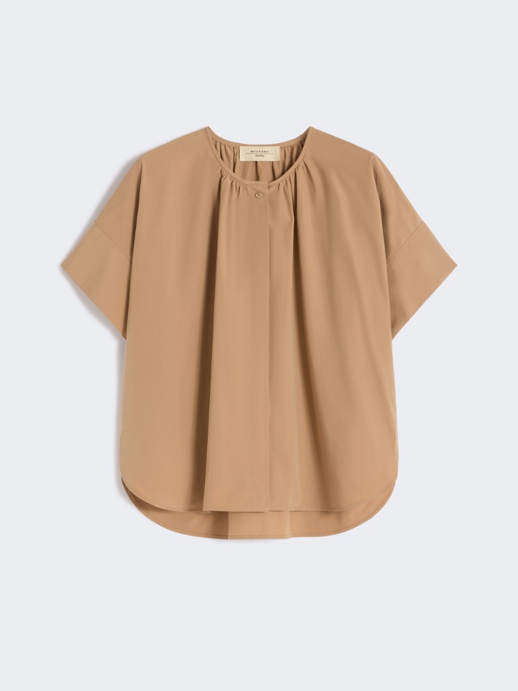 Cotton poplin crew-neck shirt - TOBACCO - Max Mara - 5