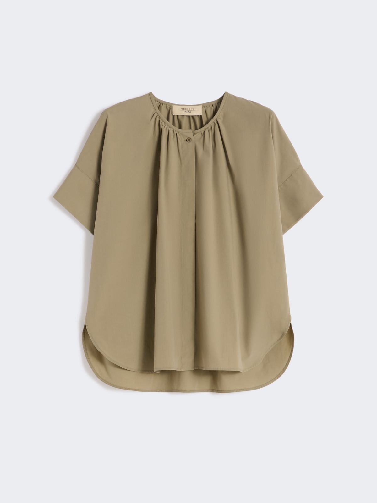 Cotton poplin crew-neck shirt - OLIVE GREEN - Max Mara - 5