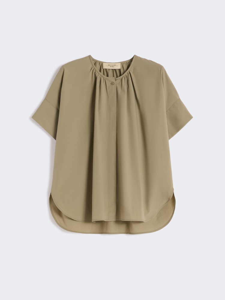 Cotton poplin crew-neck shirt - OLIVE GREEN - Max Mara - 5