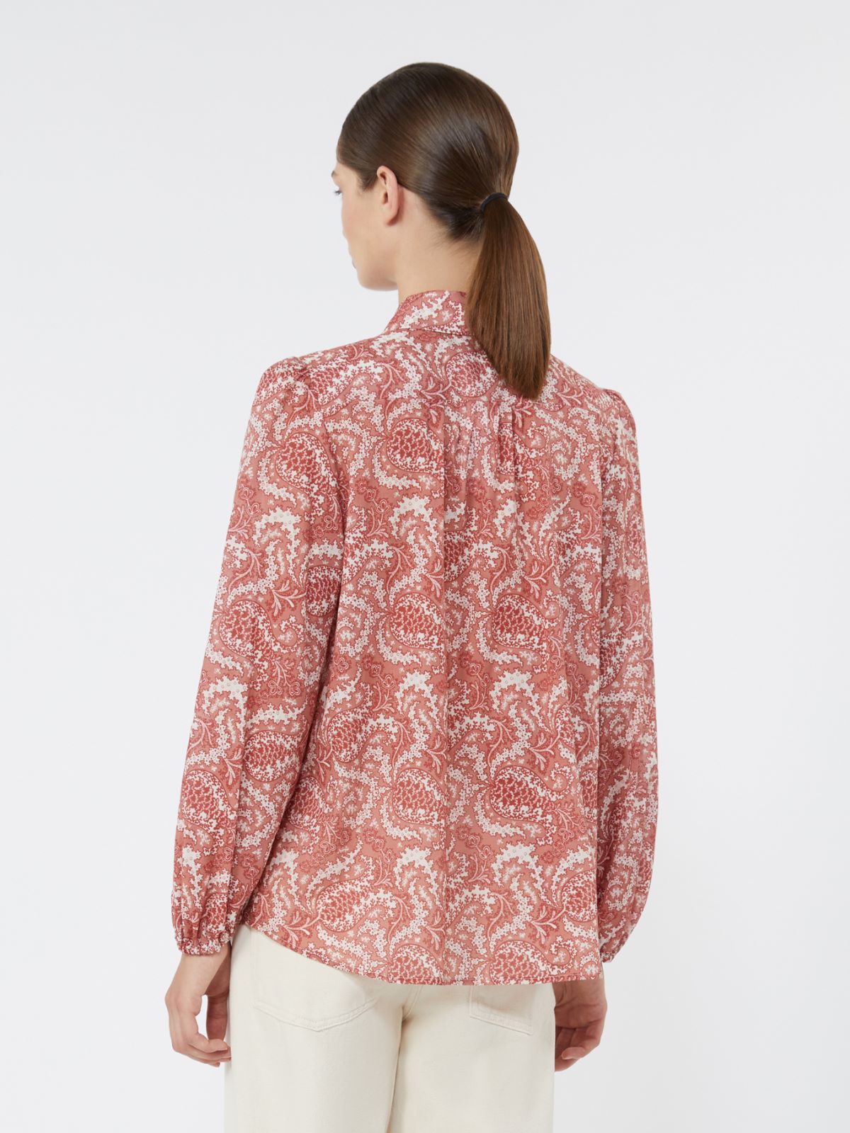 Printed cotton voile shirt - CHERRY - Max Mara - 5