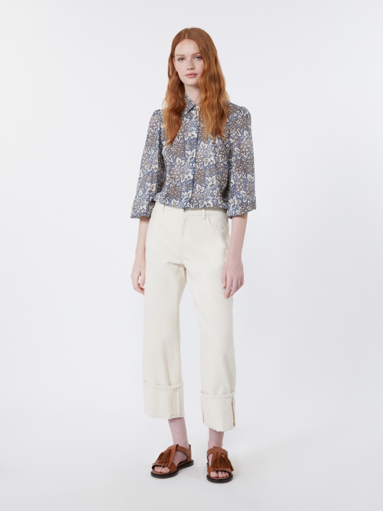 Printed cotton voile shirt + NAVY - Max Mara